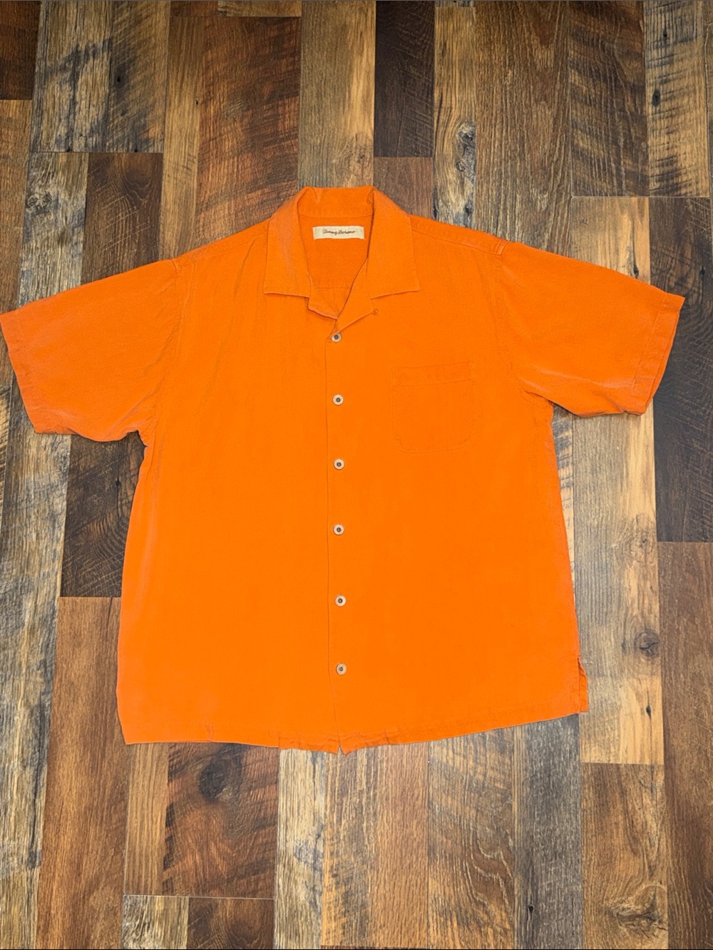 Tommy Bahama 100% Silk Orange Camp Shirt Button Up Men’s L